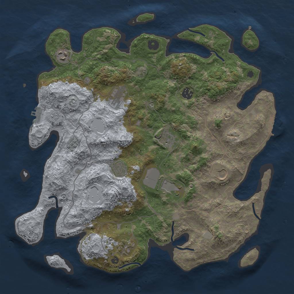 Rust Map: Procedural Map, Size: 4000, Seed: 887788702, 18 Monuments