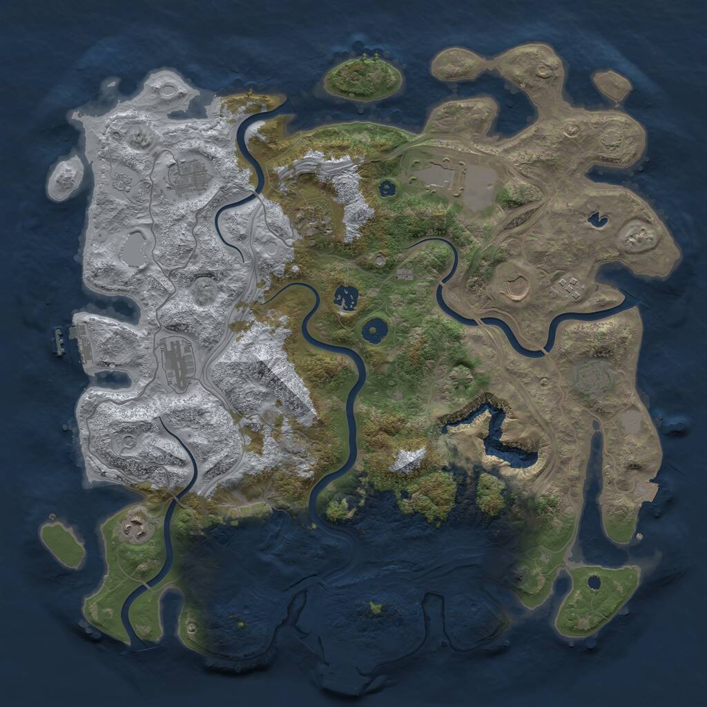 Rust Map: Procedural Map, Size: 4250, Seed: 1889364981, 15 Monuments