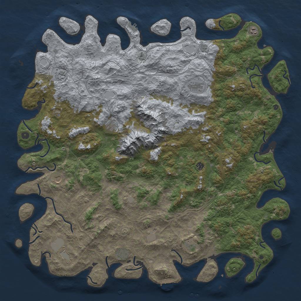 Rust Map: Procedural Map, Size: 6000, Seed: 1144024726, 20 Monuments