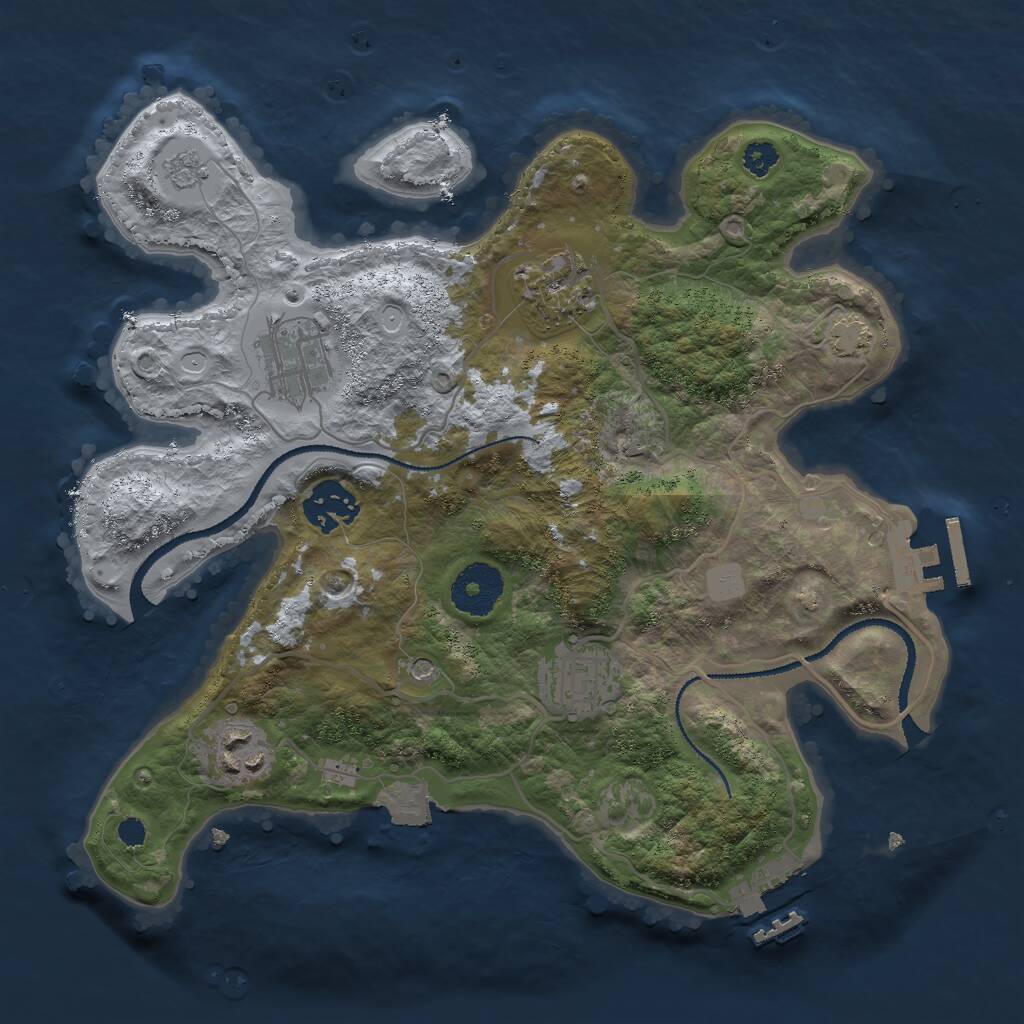 Rust Map: Procedural Map, Size: 3000, Seed: 1302503821, 11 Monuments