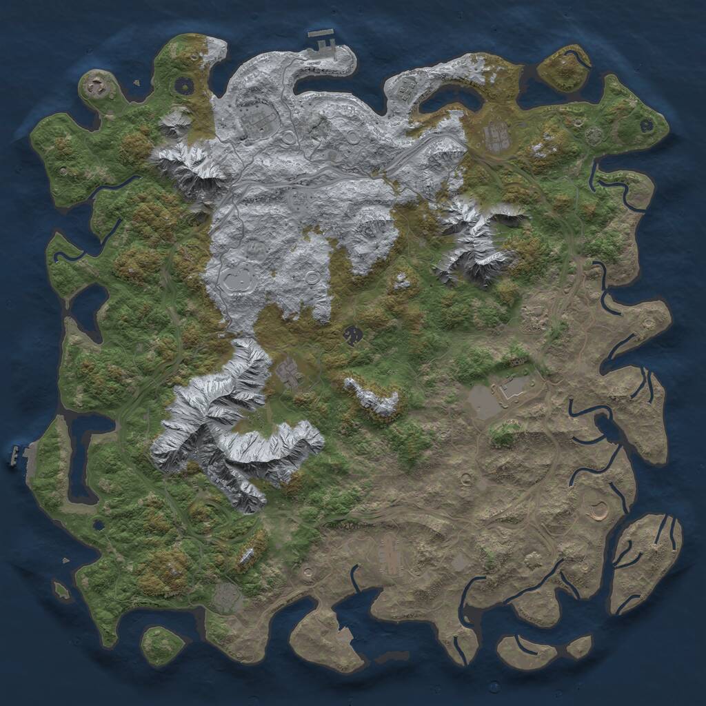 Rust Map: Procedural Map, Size: 5500, Seed: 123456789, 17 Monuments