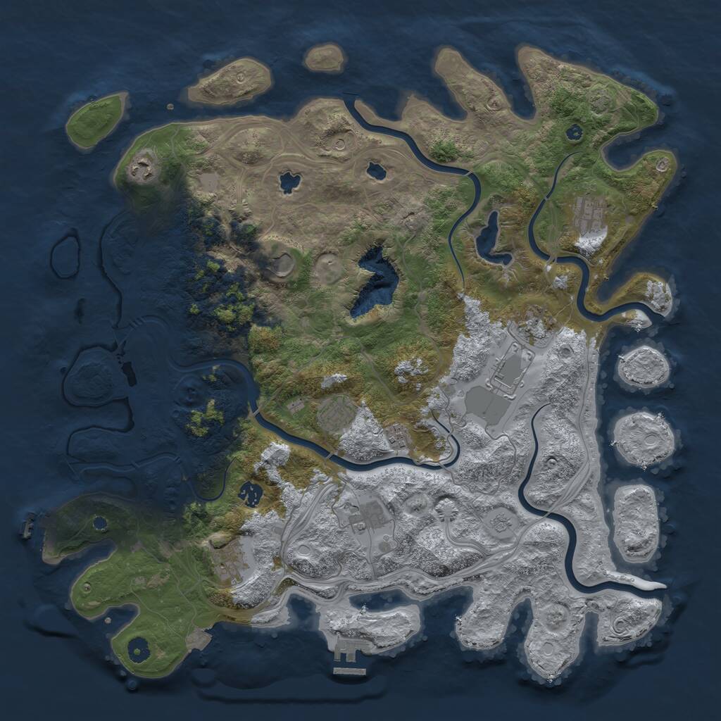 Rust Map: Procedural Map, Size: 4500, Seed: 1037533489, 16 Monuments