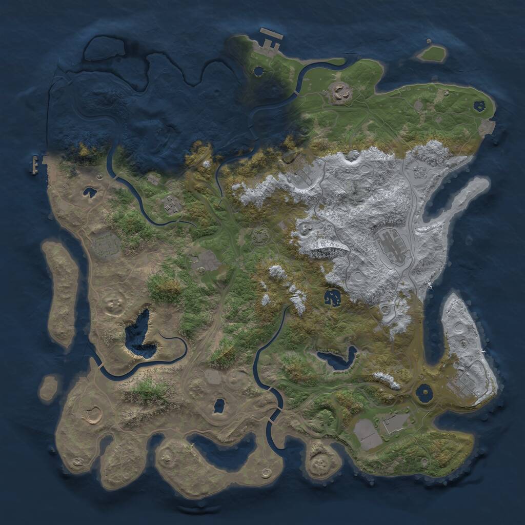Rust Map: Procedural Map, Size: 4500, Seed: 897339135, 16 Monuments