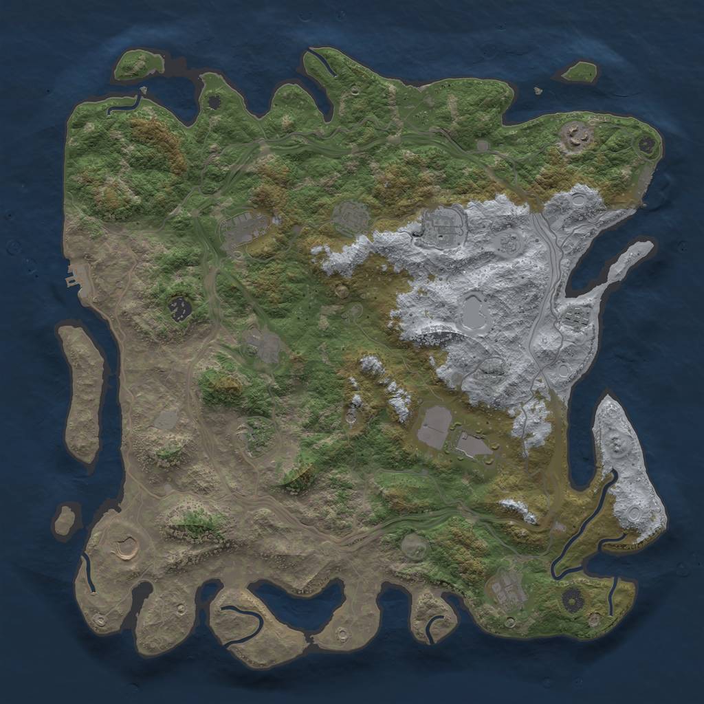 Rust Map: Procedural Map, Size: 4500, Seed: 897339135, 20 Monuments