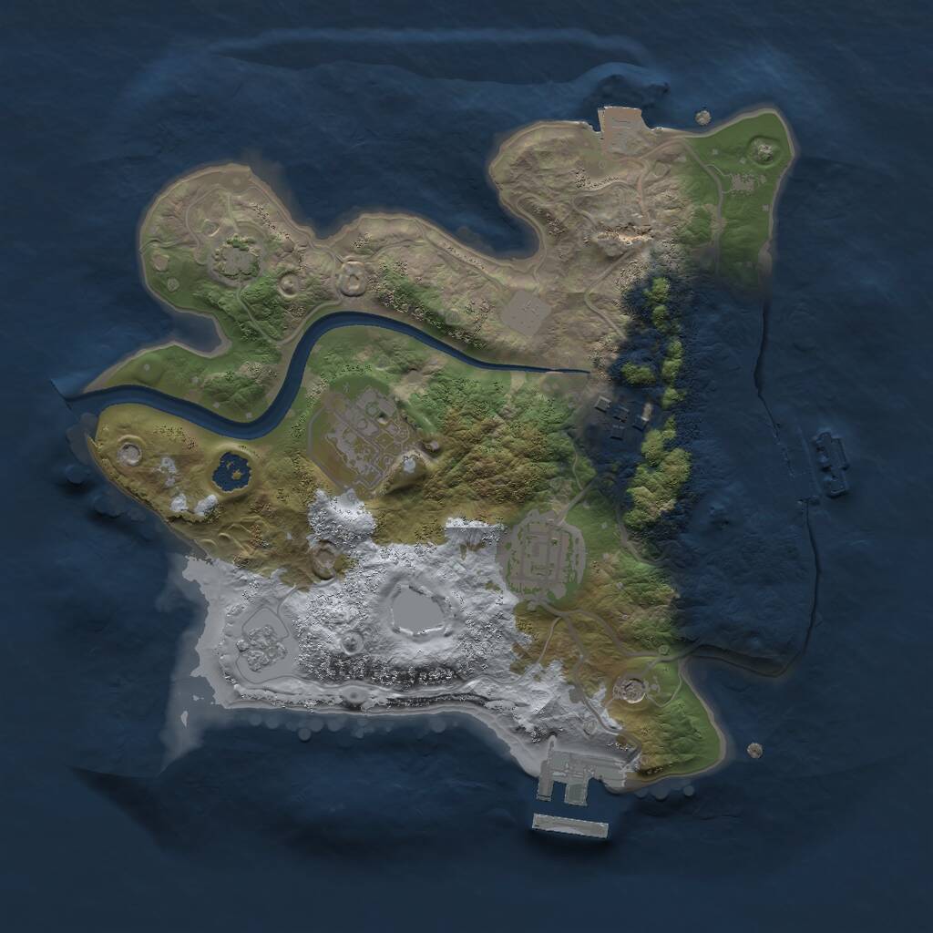Rust Map: Procedural Map, Size: 2500, Seed: 12065, 9 Monuments