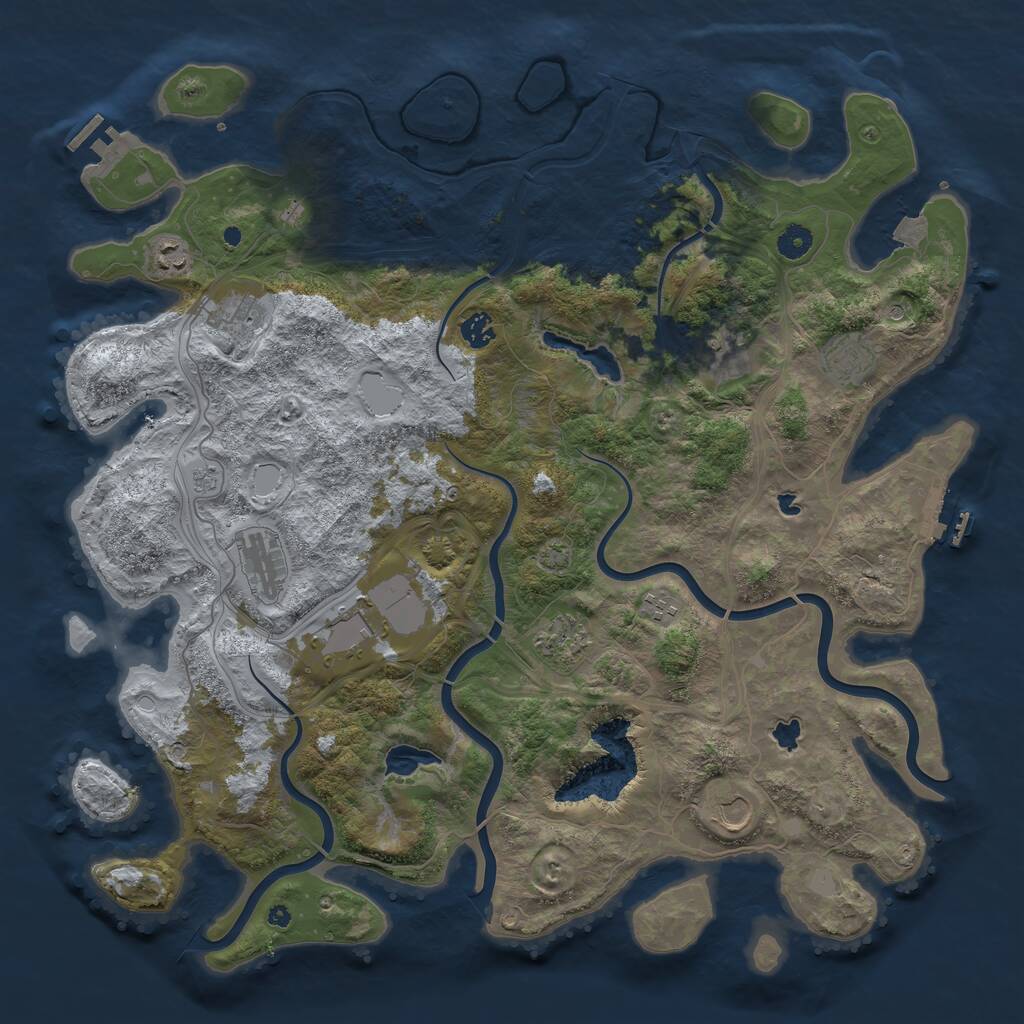 Rust Map: Procedural Map, Size: 4500, Seed: 1235874617, 16 Monuments