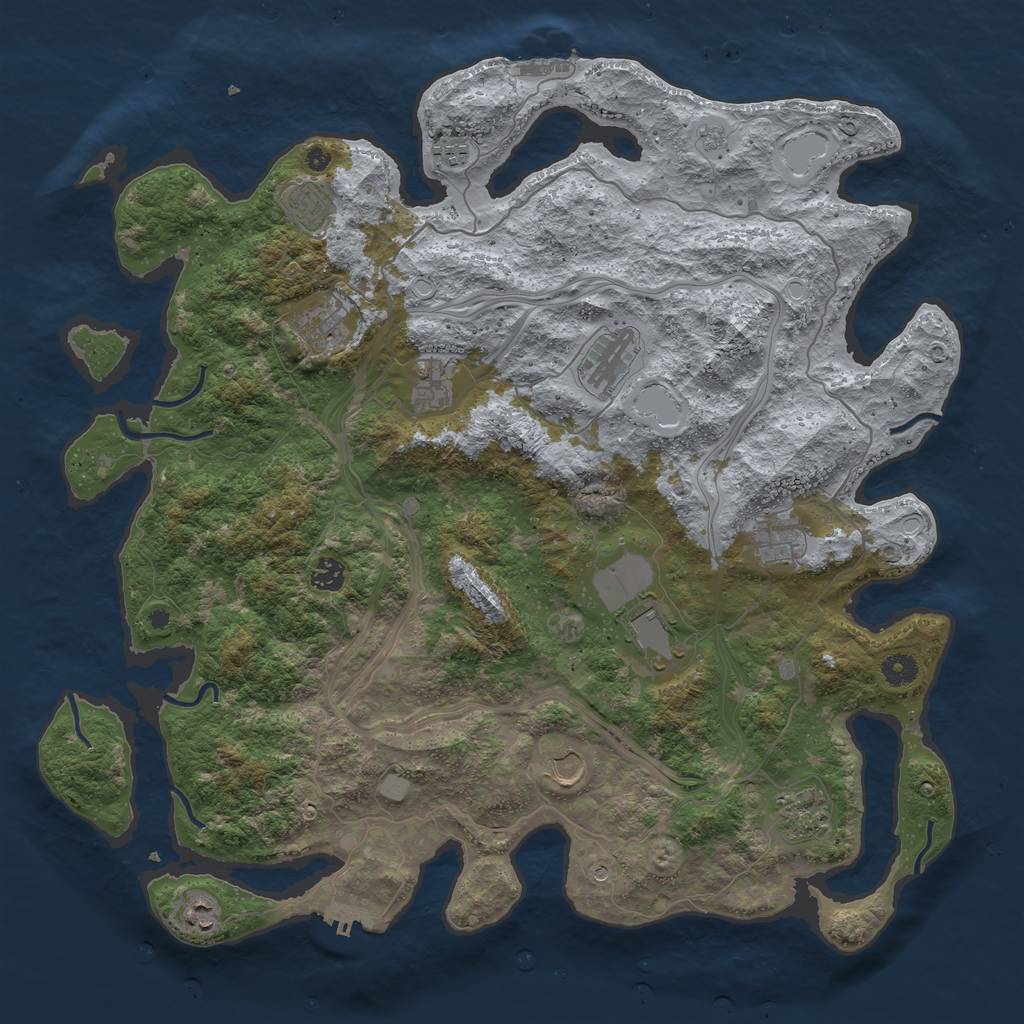 Rust Map: Procedural Map, Size: 4500, Seed: 961874066, 18 Monuments
