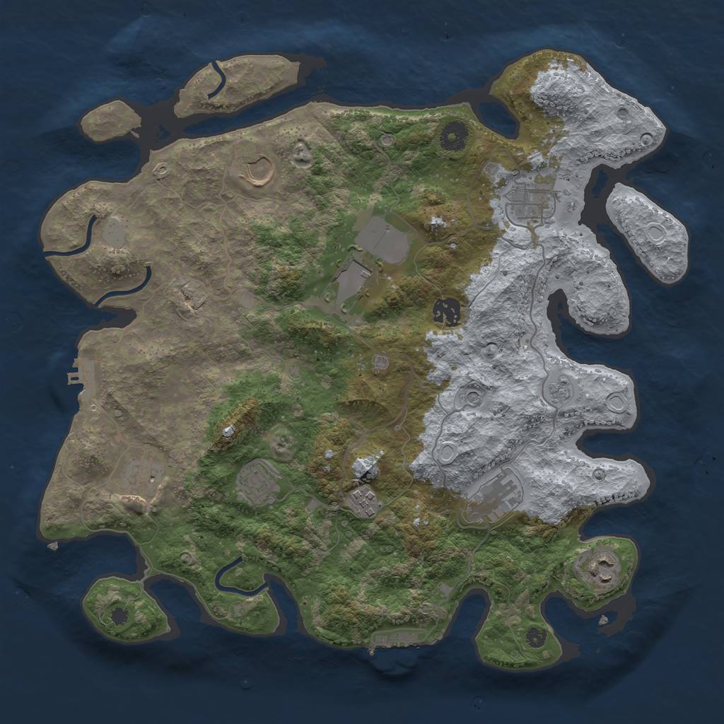 Rust Map: Procedural Map, Size: 3700, Seed: 210943625, 18 Monuments