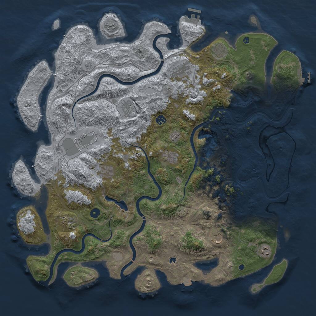 Rust Map: Procedural Map, Size: 4800, Seed: 7536, 17 Monuments