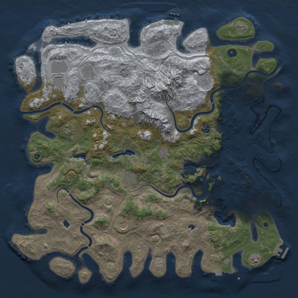 Rust Map: Procedural Map, Size: 5000, Seed: 974358935, 17 Monuments