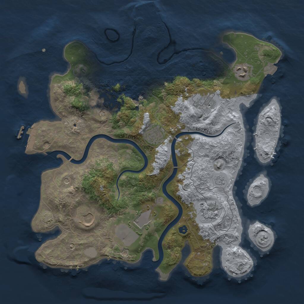 Rust Map: Procedural Map, Size: 3500, Seed: 376381679, 14 Monuments