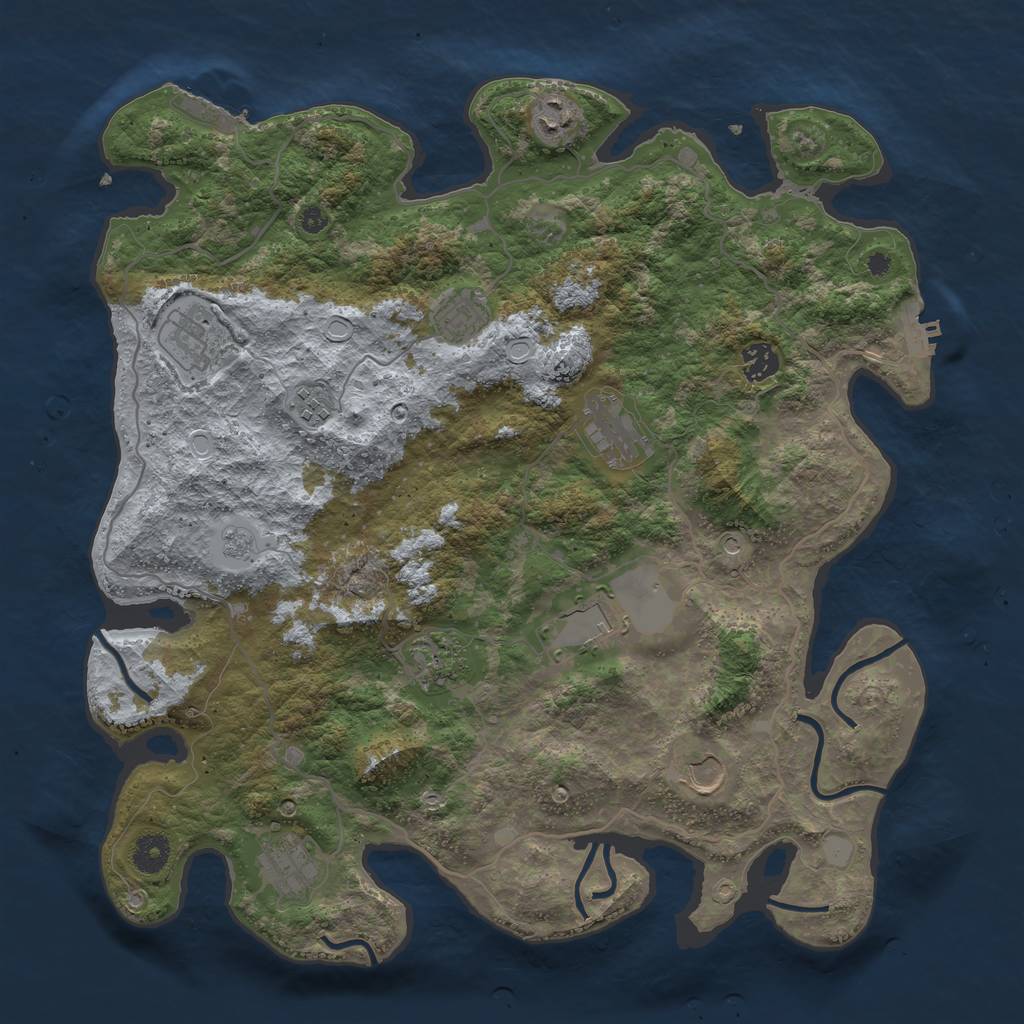 Rust Map: Procedural Map, Size: 4000, Seed: 14184, 19 Monuments