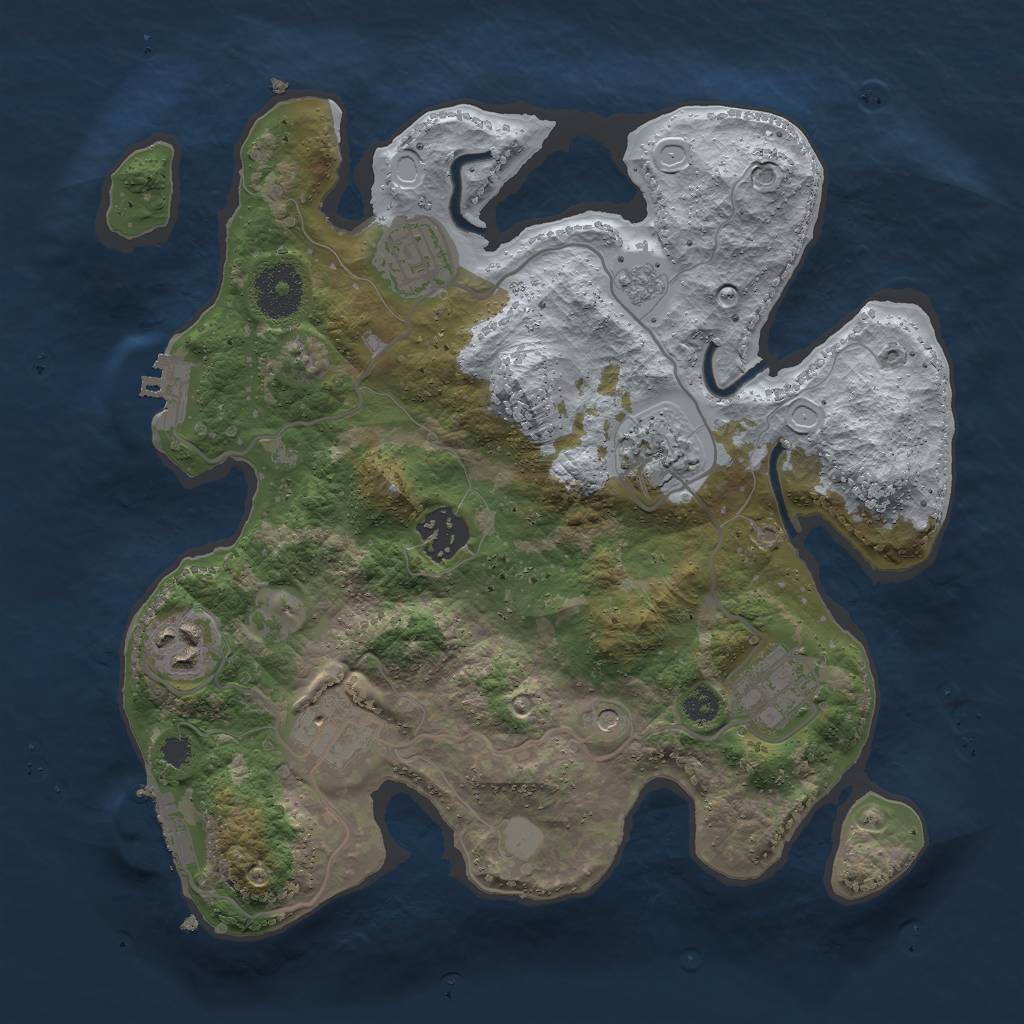 Rust Map: Procedural Map, Size: 3000, Seed: 42132, 15 Monuments