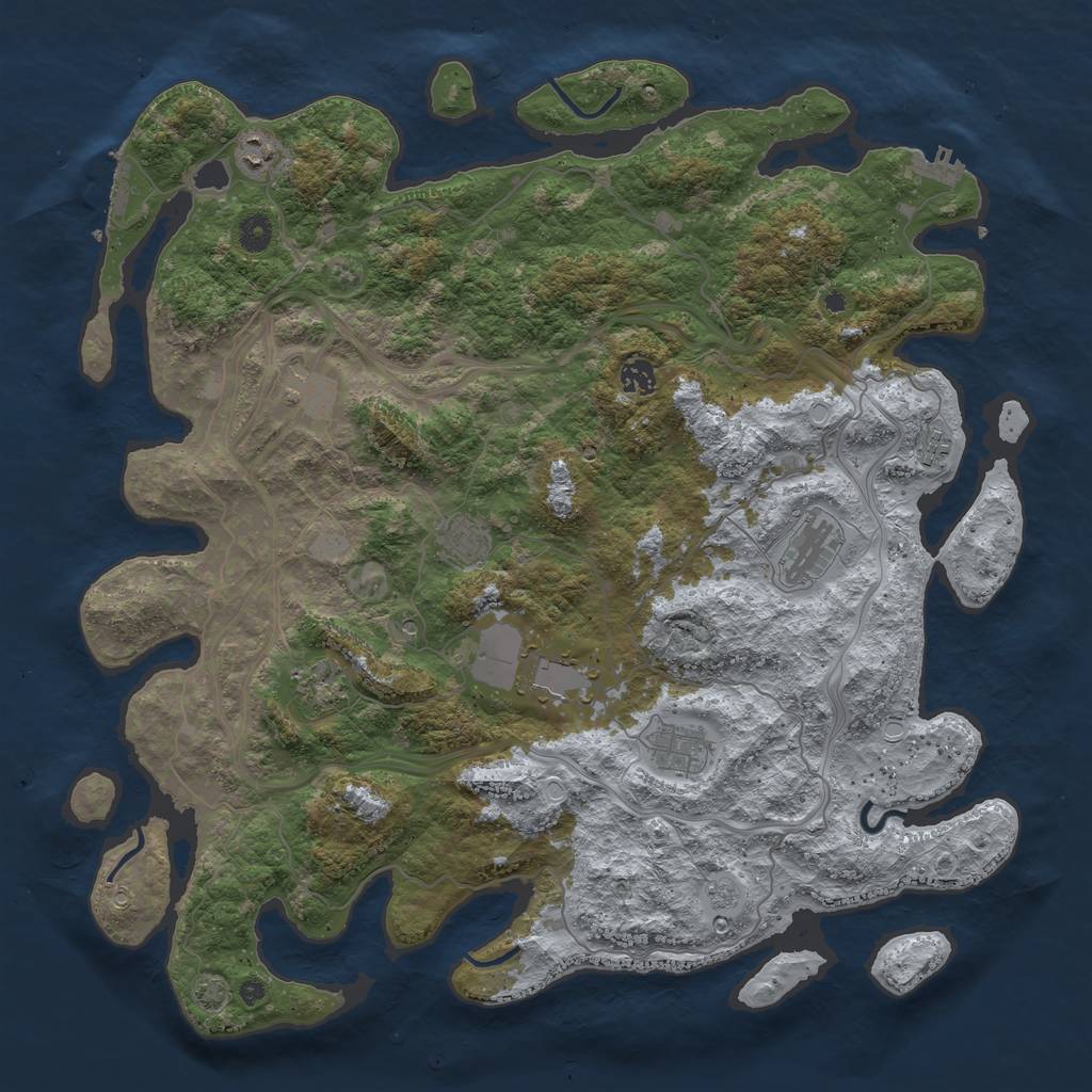 Rust Map: Procedural Map, Size: 4500, Seed: 106871685, 17 Monuments
