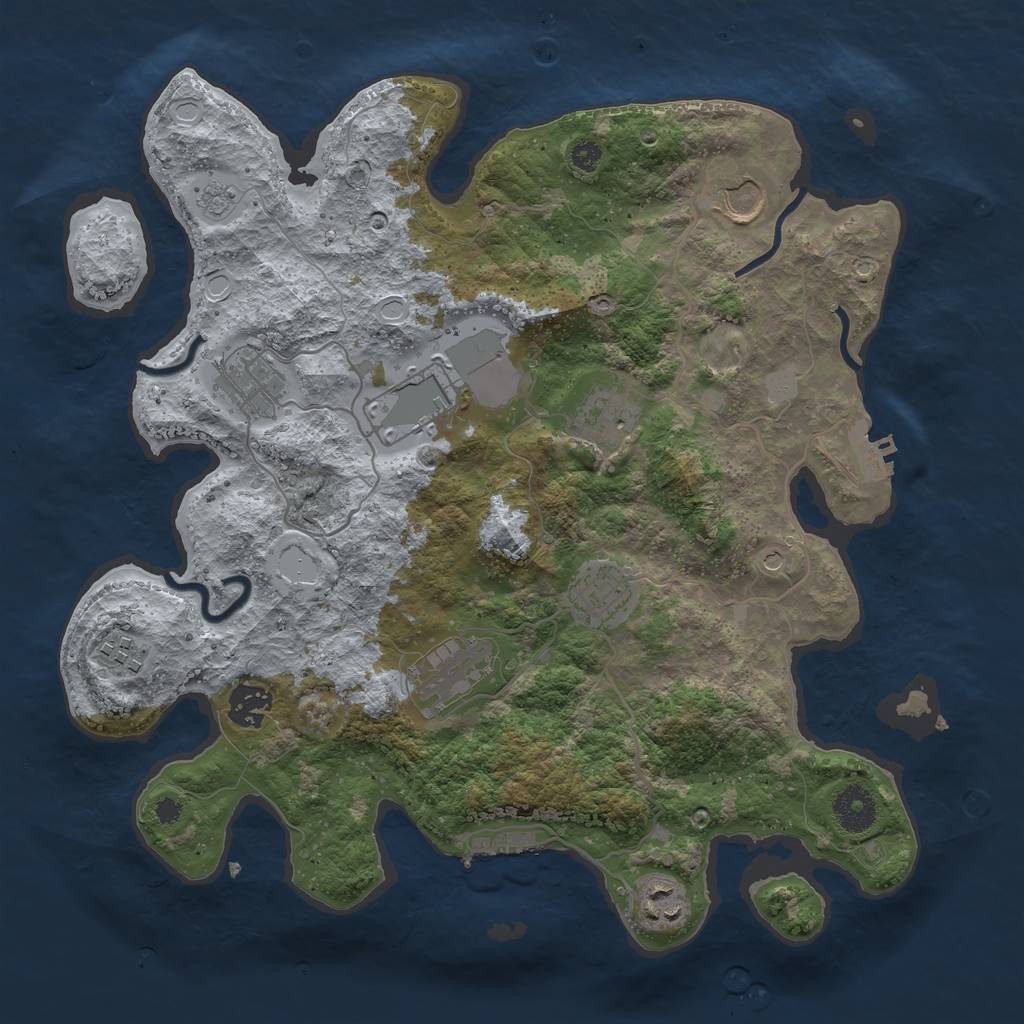 Rust Map: Procedural Map, Size: 3500, Seed: 1385589699, 18 Monuments