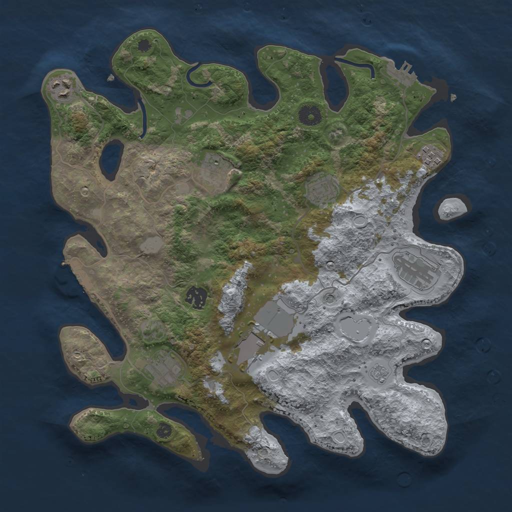 Rust Map: Procedural Map, Size: 3500, Seed: 26274161, 17 Monuments
