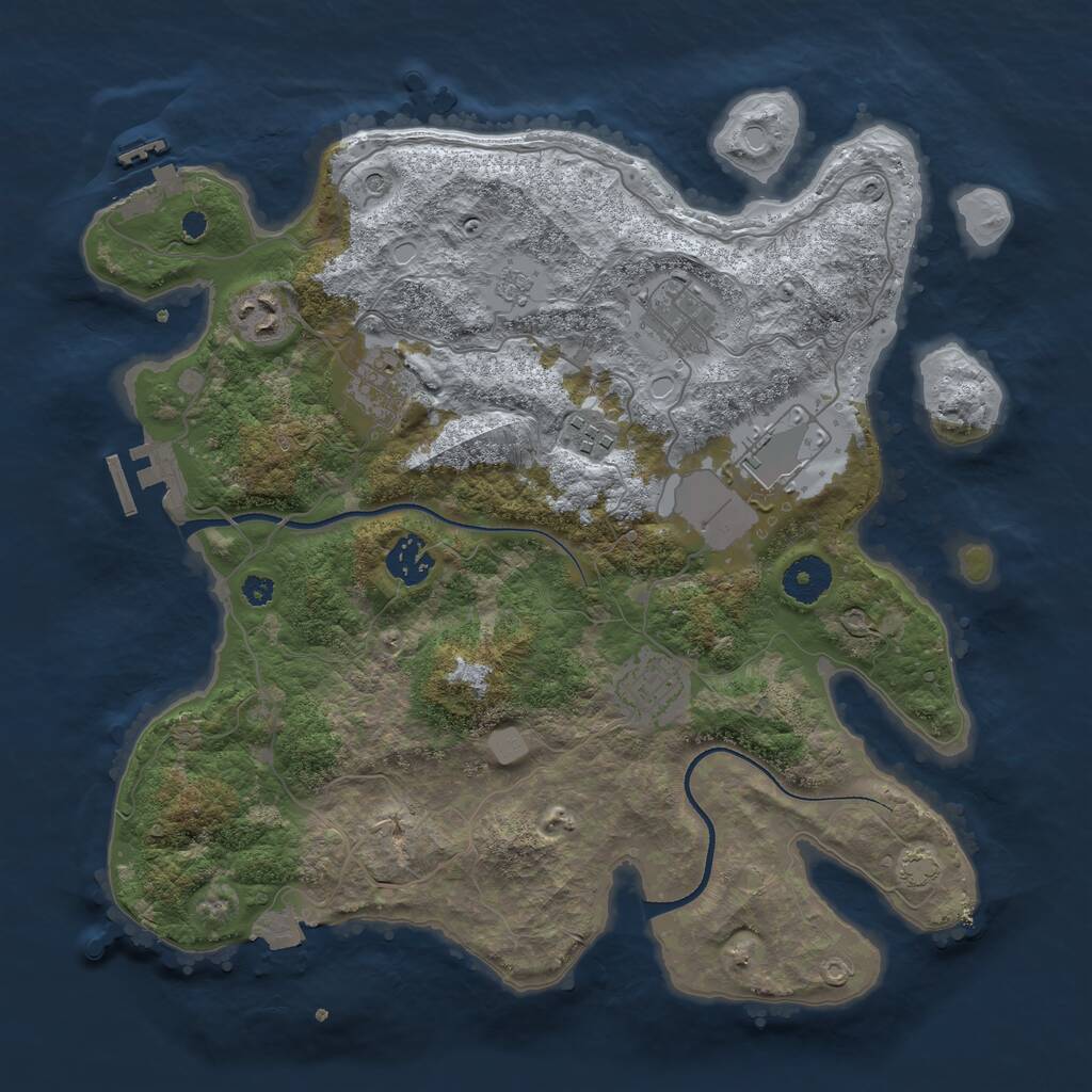 Rust Map: Procedural Map, Size: 3500, Seed: 1948488533, 13 Monuments