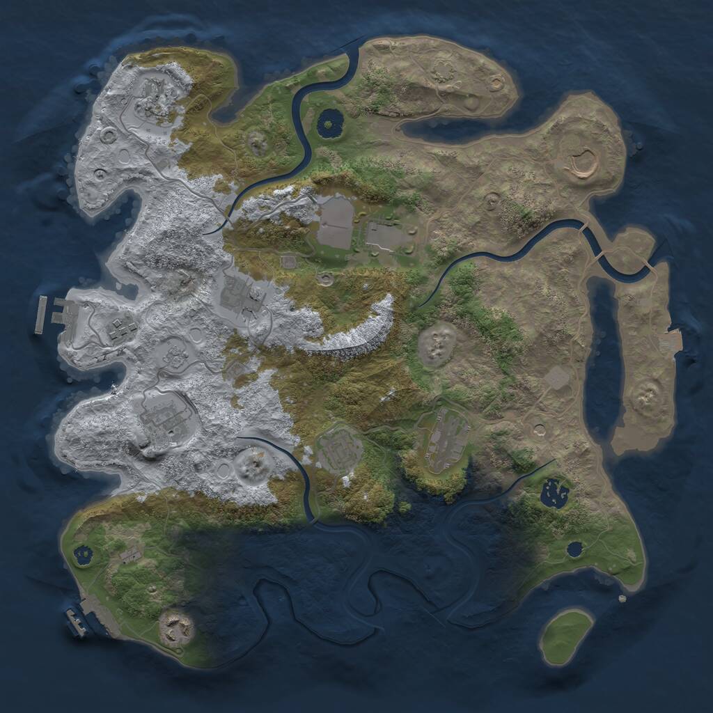 Rust Map: Procedural Map, Size: 3750, Seed: 329018783, 16 Monuments