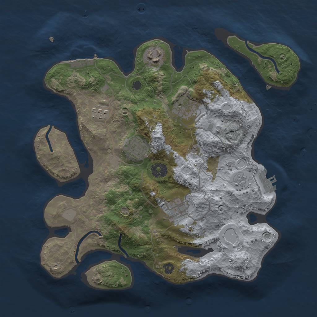 Rust Map: Procedural Map, Size: 3000, Seed: 9990, 14 Monuments