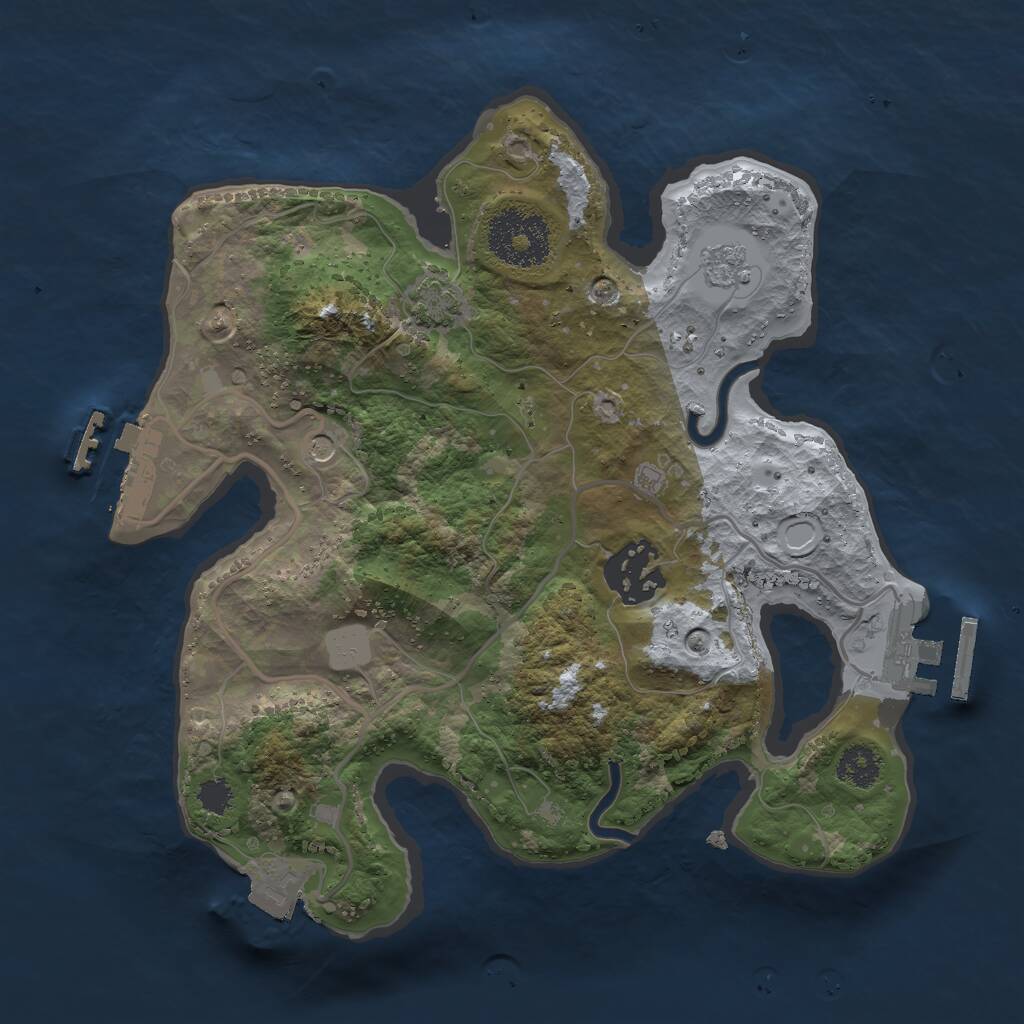 Rust Map: Procedural Map, Size: 2500, Seed: 768575785, 7 Monuments