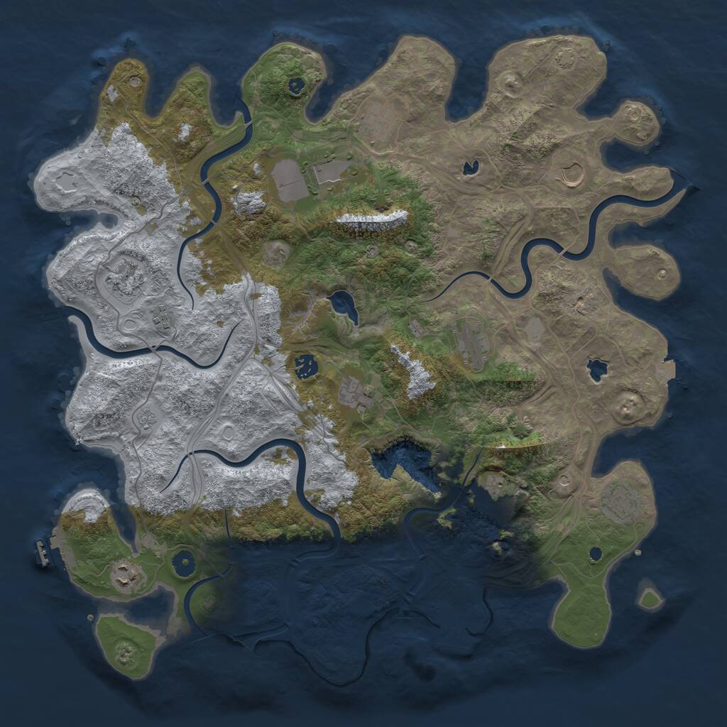 Rust Map: Procedural Map, Size: 4500, Seed: 48596524, 17 Monuments
