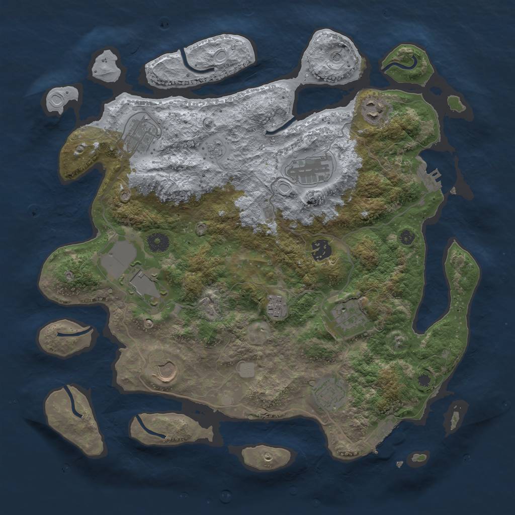 Rust Map: Procedural Map, Size: 3700, Seed: 541475741, 18 Monuments