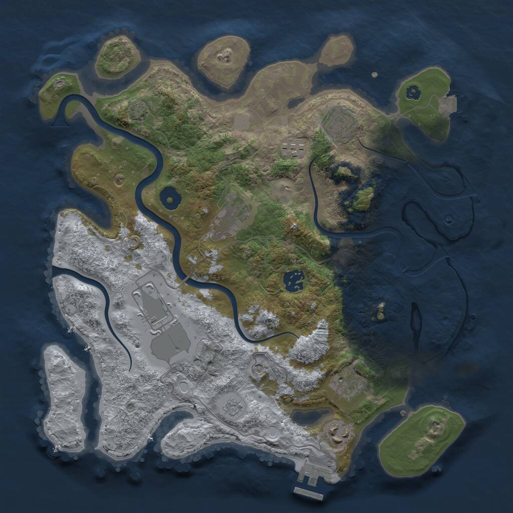 Rust Map: Procedural Map, Size: 3500, Seed: 632071, 12 Monuments