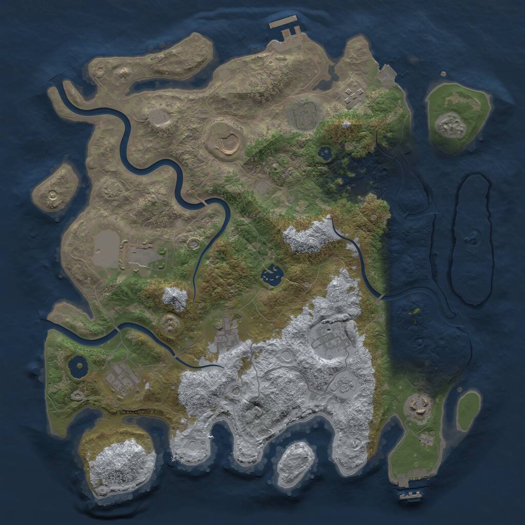 Rust Map: Procedural Map, Size: 3750, Seed: 2811385, 15 Monuments