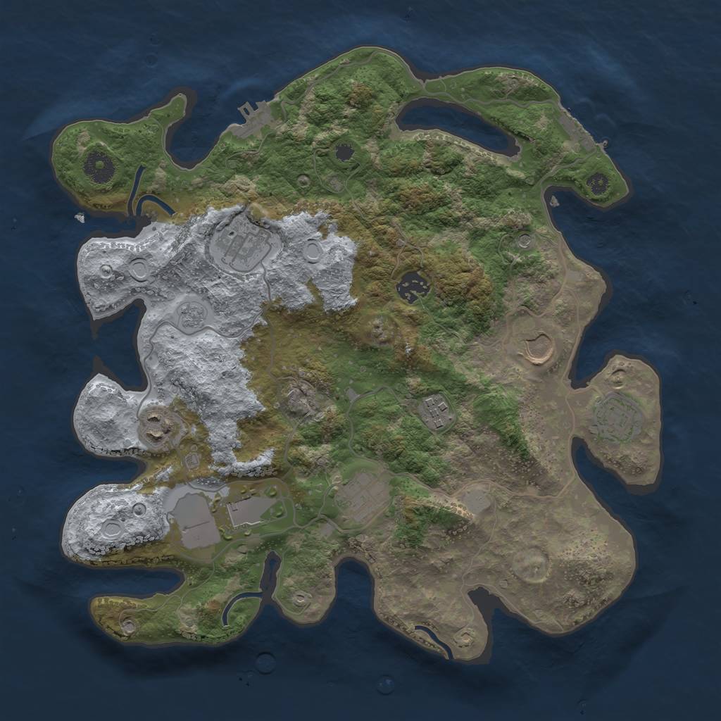Rust Map: Procedural Map, Size: 3500, Seed: 6940000, 17 Monuments