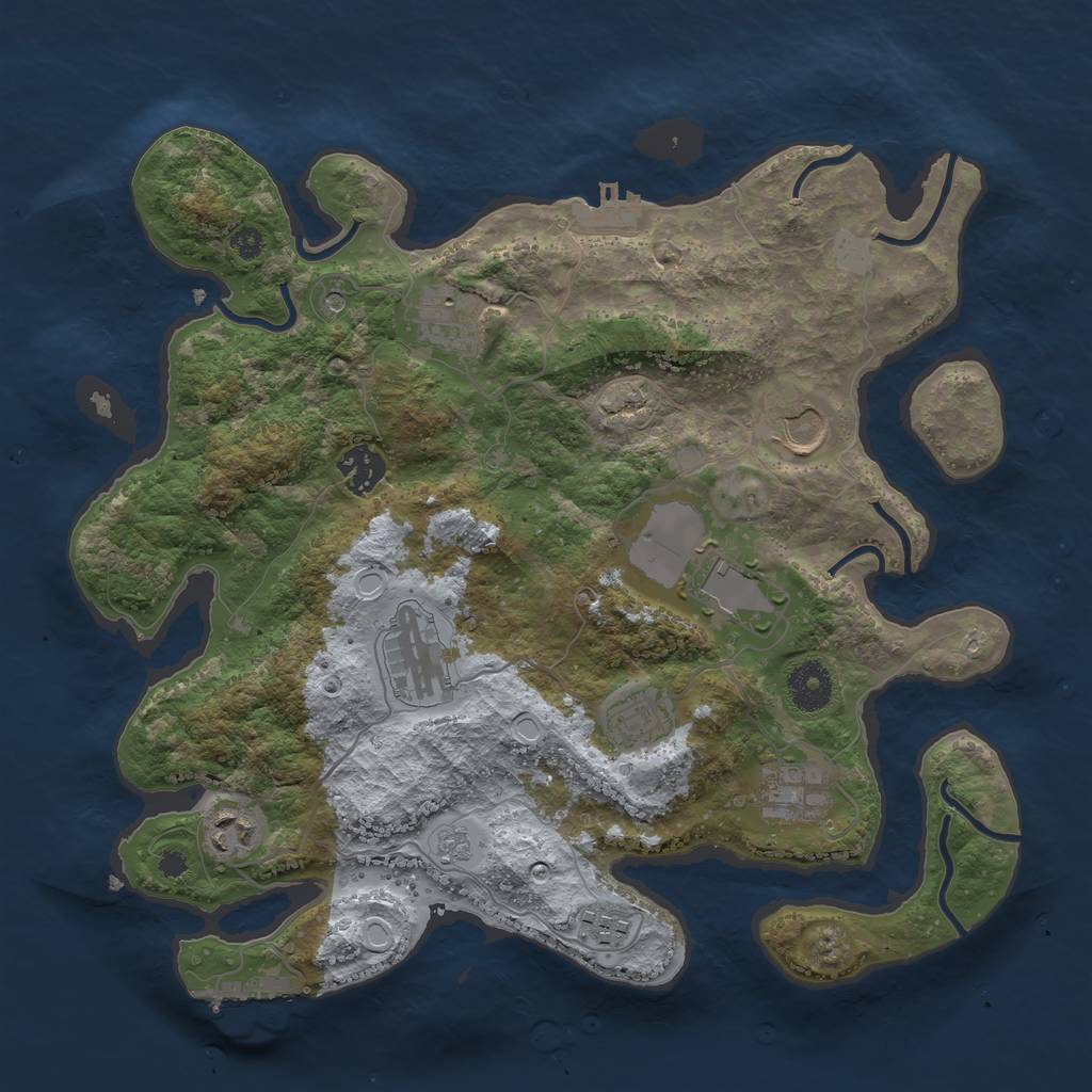 Rust Map: Procedural Map, Size: 3500, Seed: 5911679, 18 Monuments