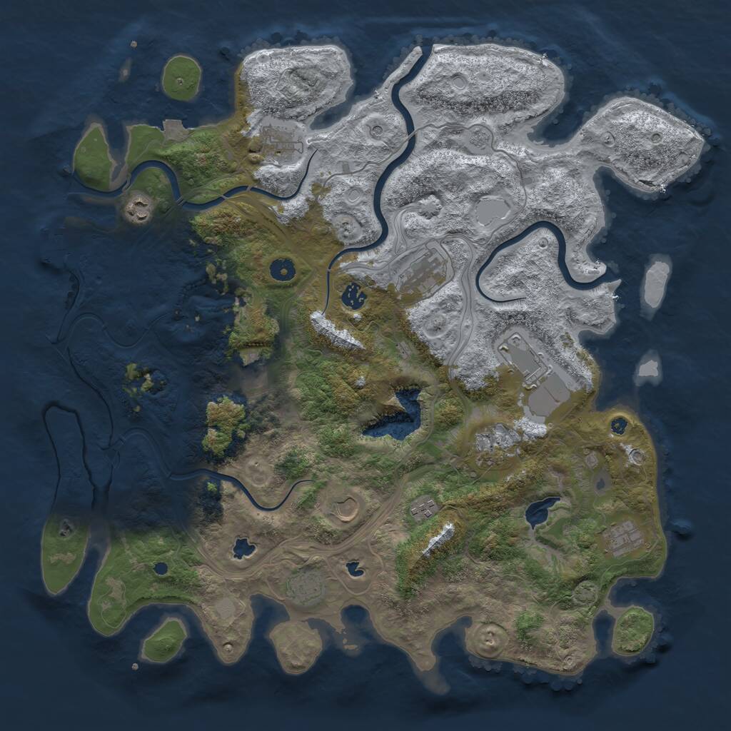 Rust Map: Procedural Map, Size: 4500, Seed: 1023462684, 16 Monuments