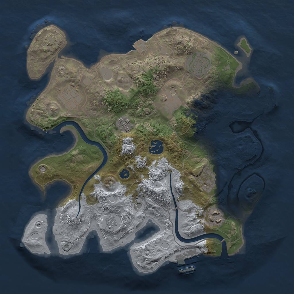 Rust Map: Procedural Map, Size: 3000, Seed: 3689118, 13 Monuments