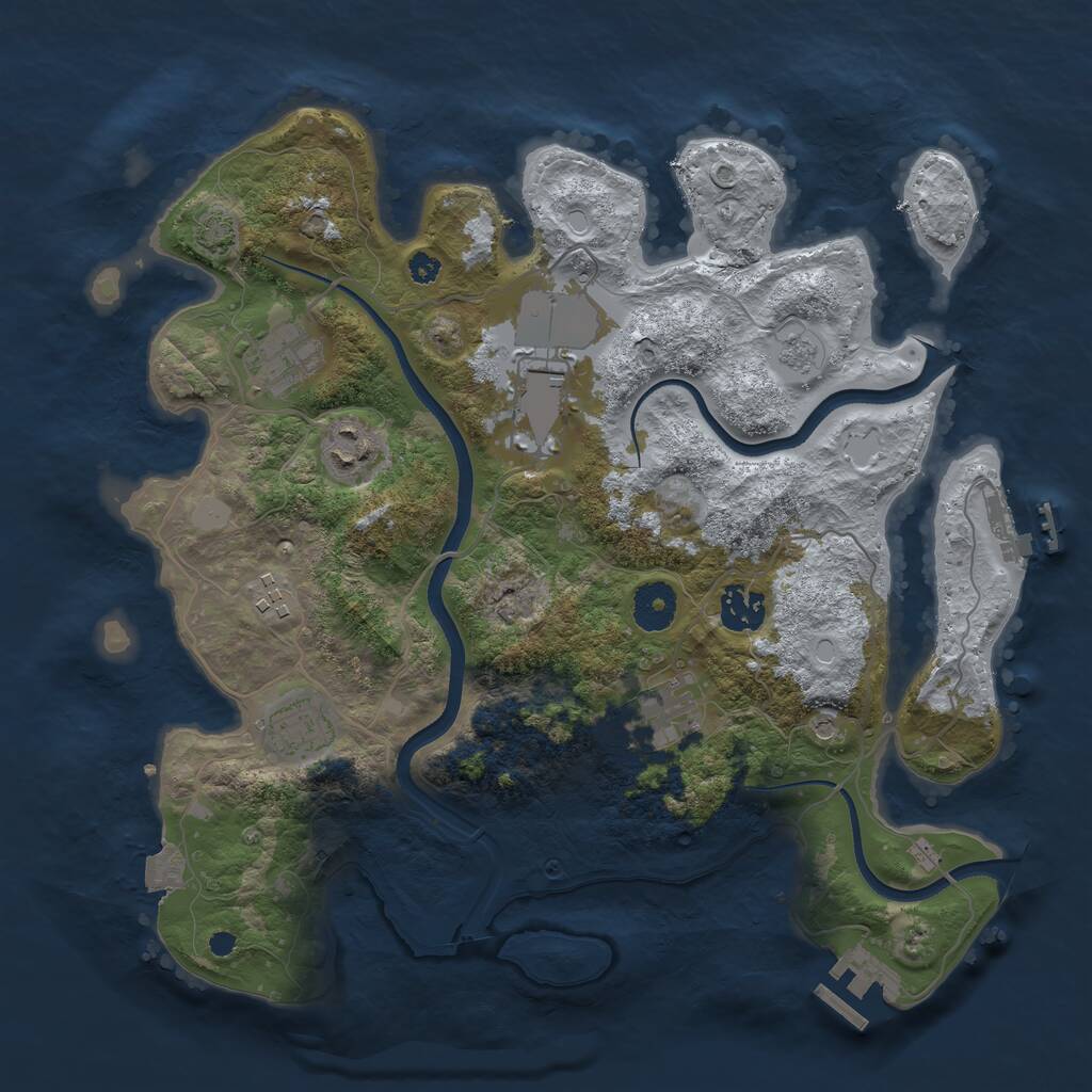 Rust Map: Procedural Map, Size: 3500, Seed: 502138725, 13 Monuments