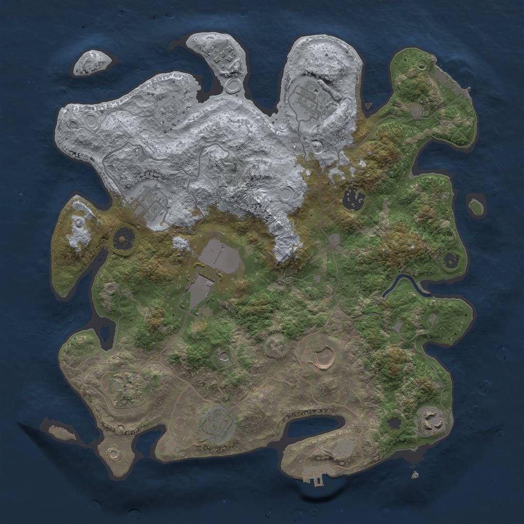 Rust Map: Procedural Map, Size: 3500, Seed: 7868, 16 Monuments