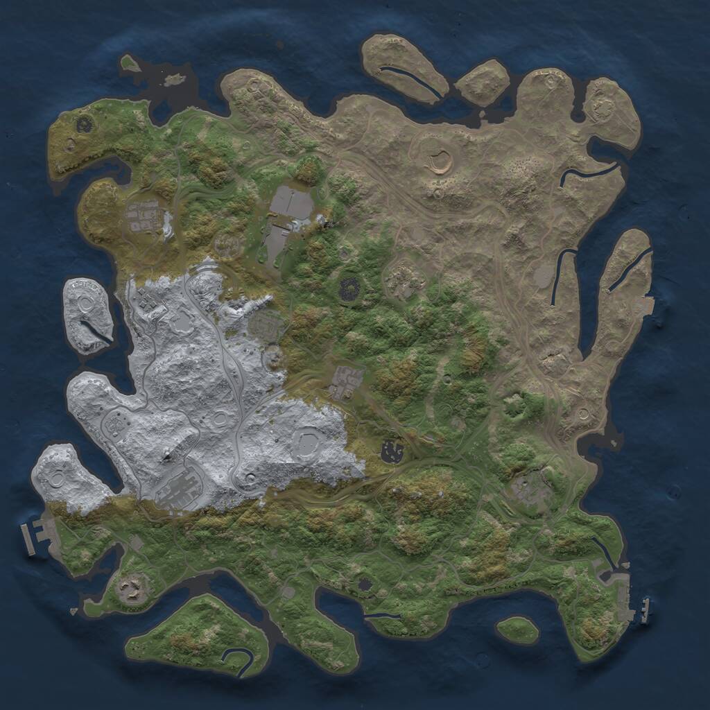 Rust Map: Procedural Map, Size: 4500, Seed: 1625981295, 17 Monuments