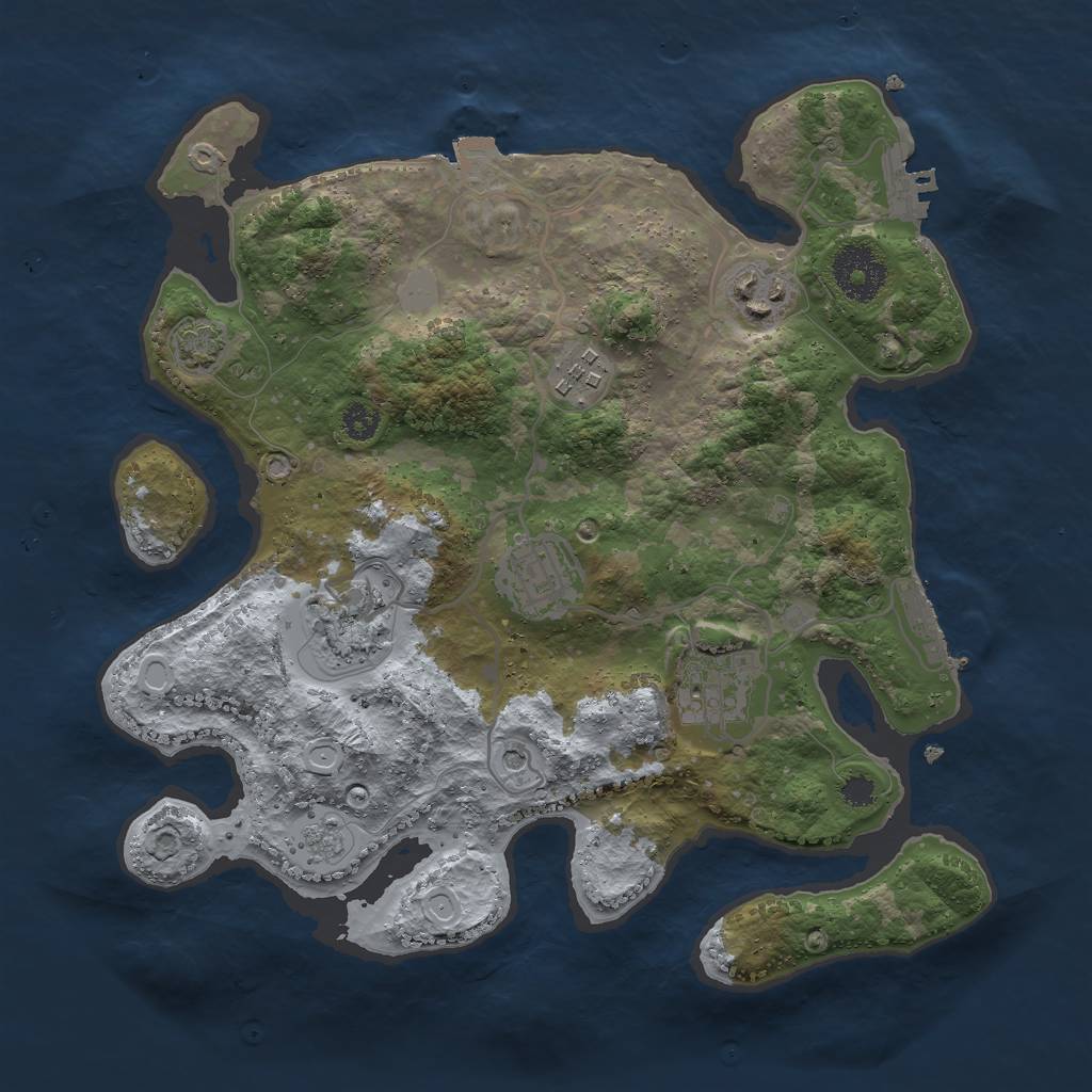 Rust Map: Procedural Map, Size: 3000, Seed: 24801, 13 Monuments