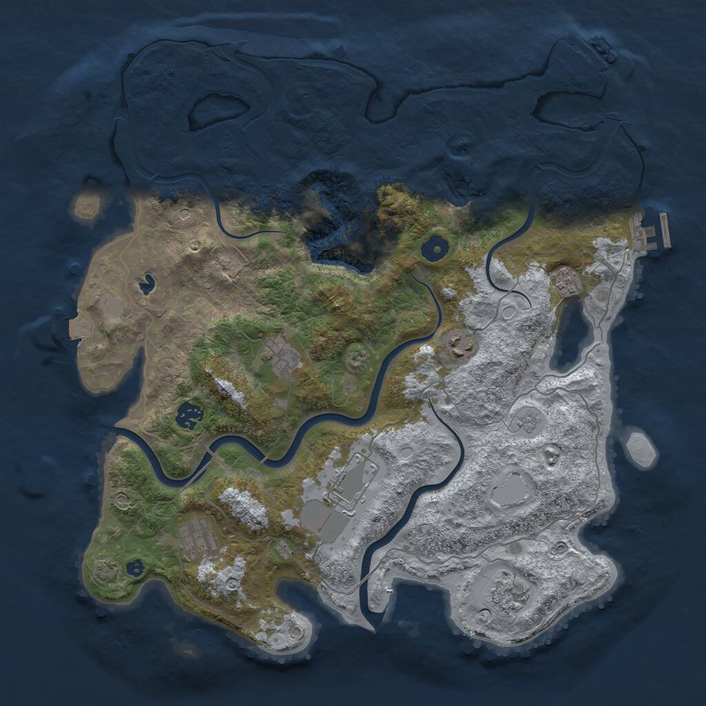 Rust Map: Procedural Map, Size: 4000, Seed: 447268601, 13 Monuments