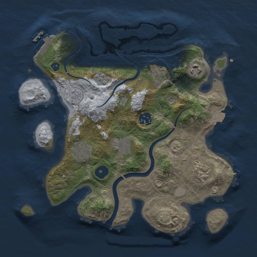 Rust Map: Procedural Map, Size: 3000, Seed: 385407, 12 Monuments