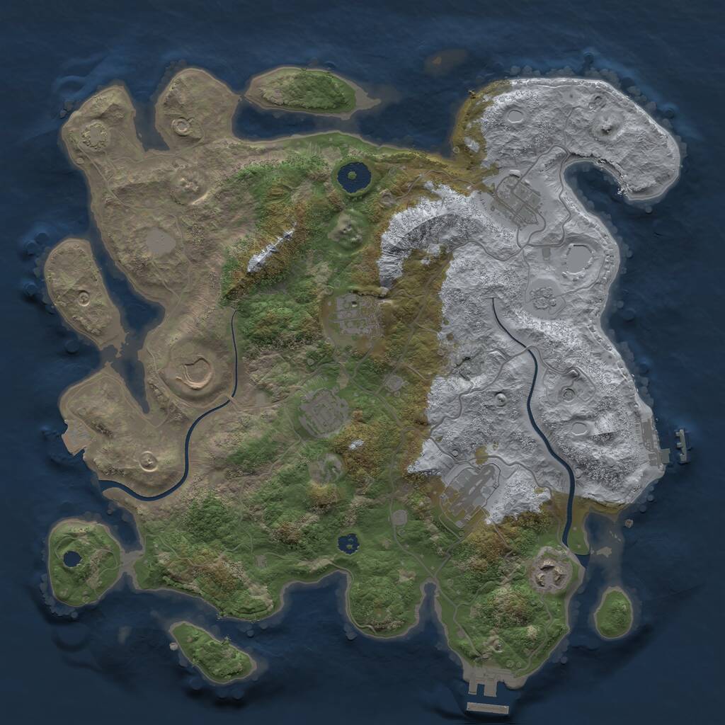 Rust Map: Procedural Map, Size: 3500, Seed: 64534434, 12 Monuments