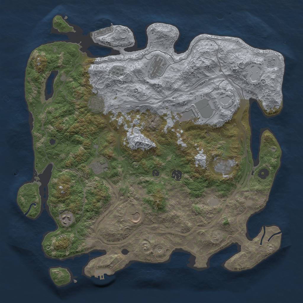 Rust Map: Procedural Map, Size: 4250, Seed: 20647, 18 Monuments