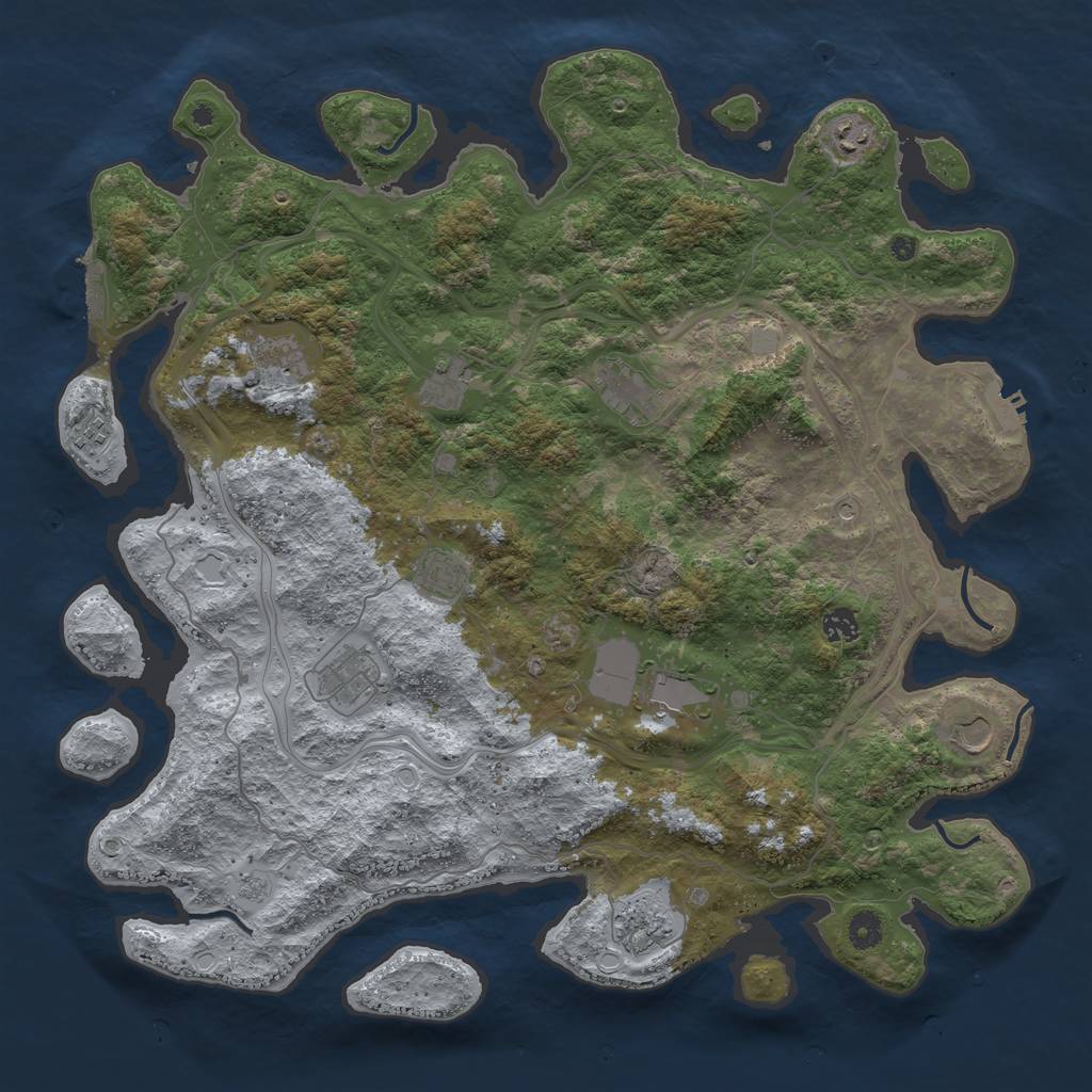 Rust Map: Procedural Map, Size: 4500, Seed: 1453938062, 18 Monuments