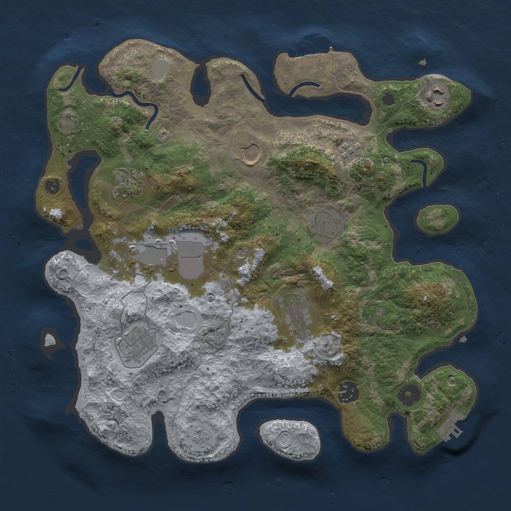 Rust Map: Procedural Map, Size: 3500, Seed: 492742143, 16 Monuments