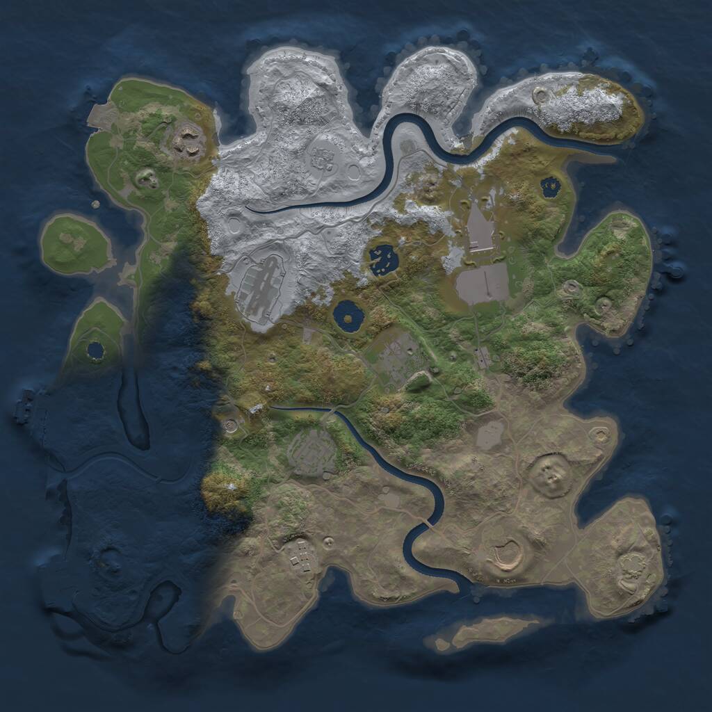 Rust Map: Procedural Map, Size: 3500, Seed: 1062143643, 14 Monuments