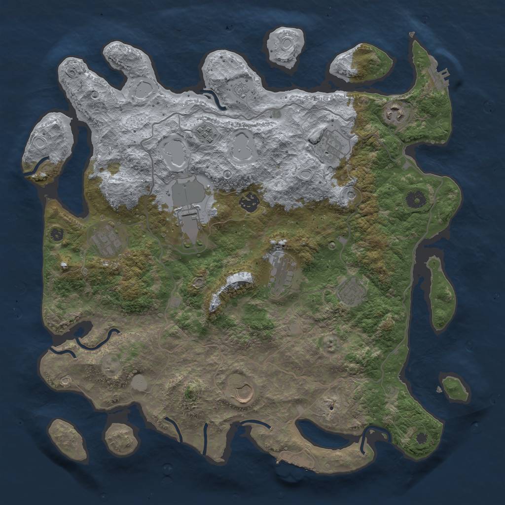 Rust Map: Procedural Map, Size: 4000, Seed: 371067652, 16 Monuments