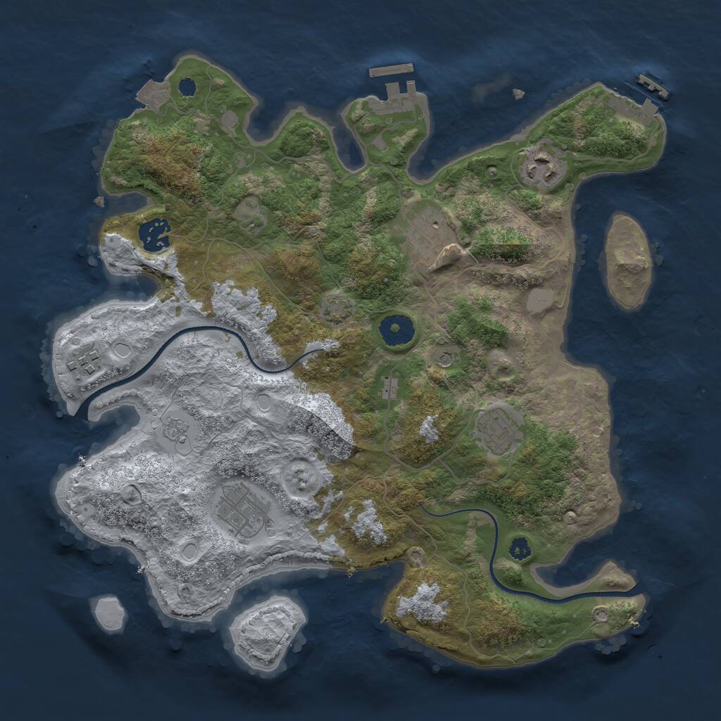 Rust Map: Procedural Map, Size: 3300, Seed: 2379370, 12 Monuments