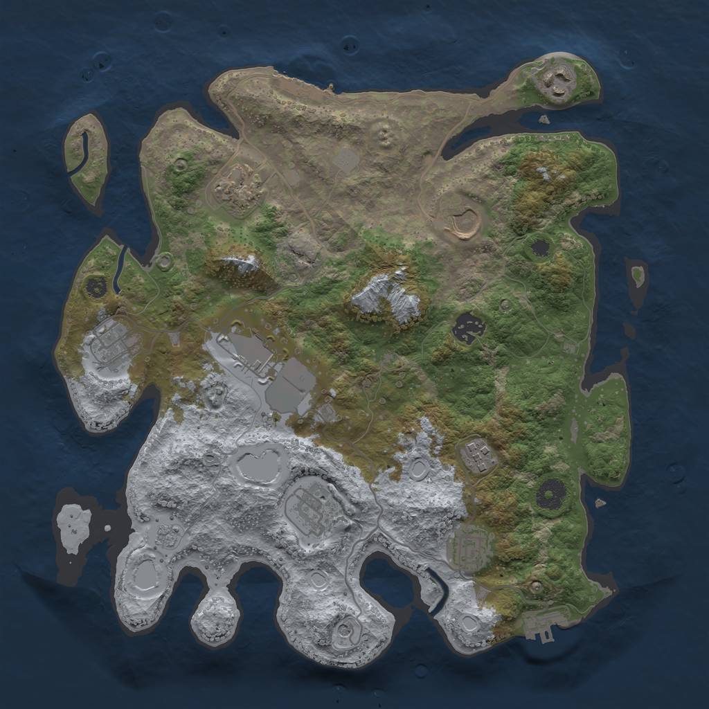 Rust Map: Procedural Map, Size: 3500, Seed: 1238486027, 16 Monuments