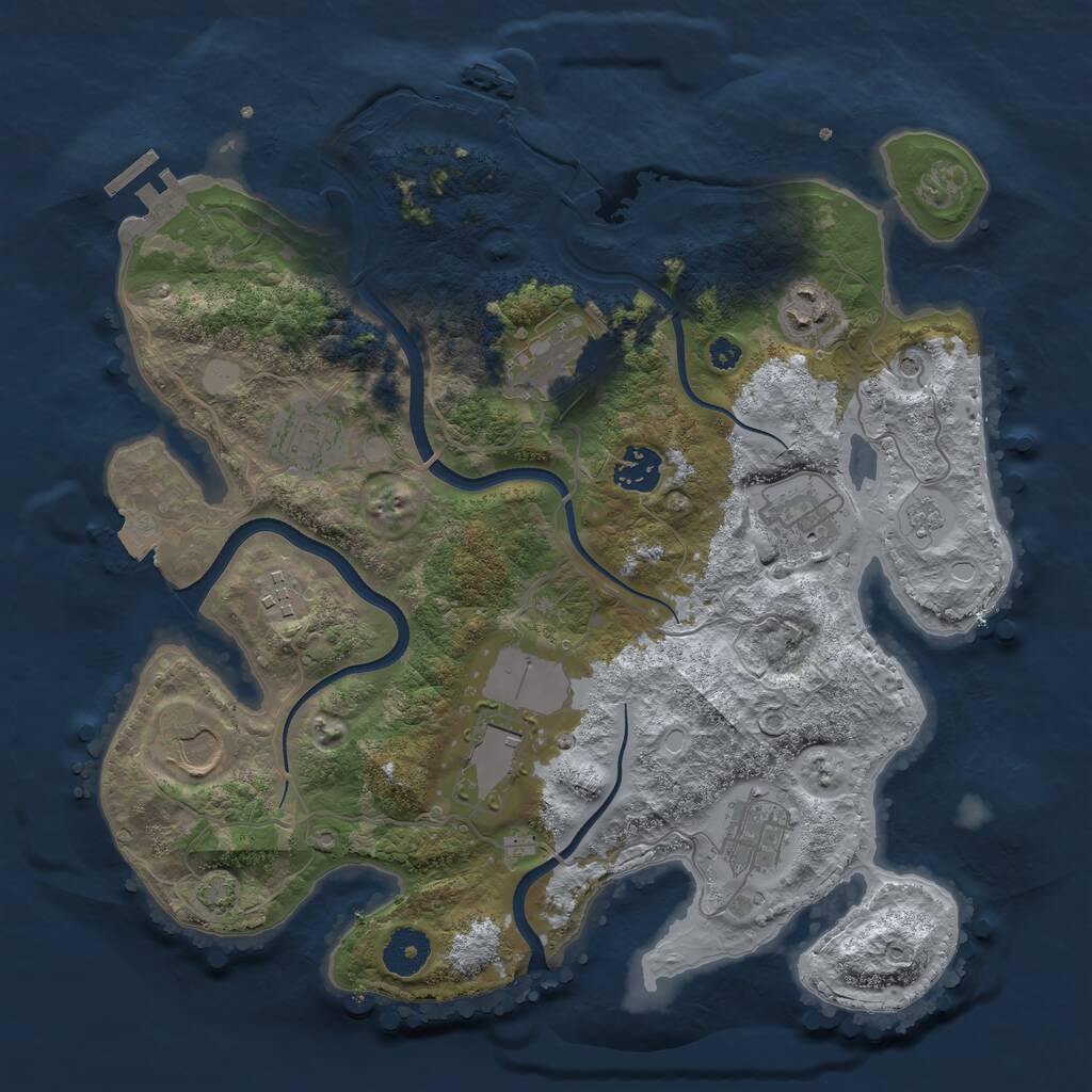 Rust Map: Procedural Map, Size: 3500, Seed: 9123704, 15 Monuments