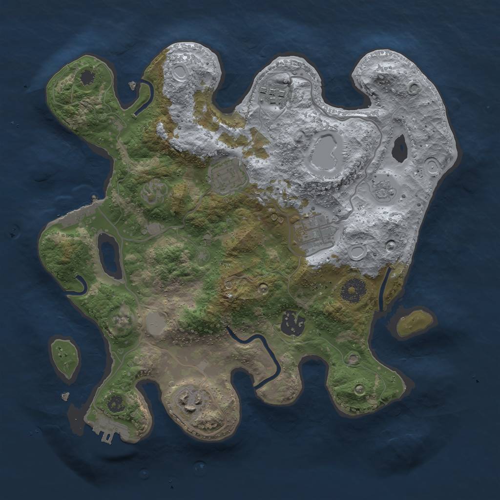 Rust Map: Procedural Map, Size: 3000, Seed: 641, 11 Monuments