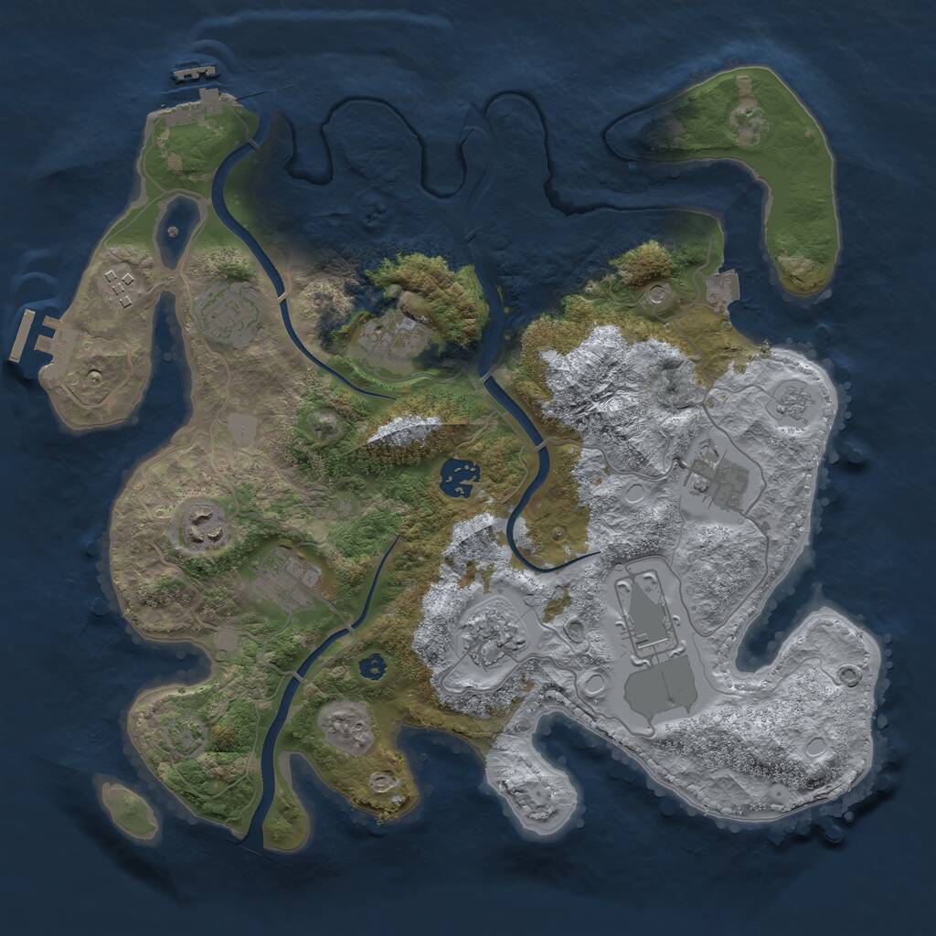 Rust Map: Procedural Map, Size: 3500, Seed: 769495223, 15 Monuments