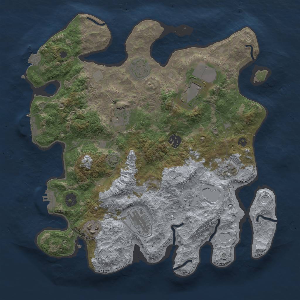 Rust Map: Procedural Map, Size: 3500, Seed: 1314920830, 14 Monuments